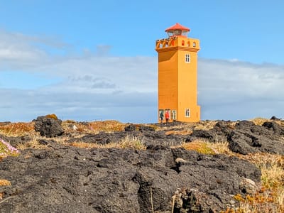 Snæfellsnes peninsula - Skarðsvík Beach and Svörtuloft lighthouse.: Svörtuloft lighthouse