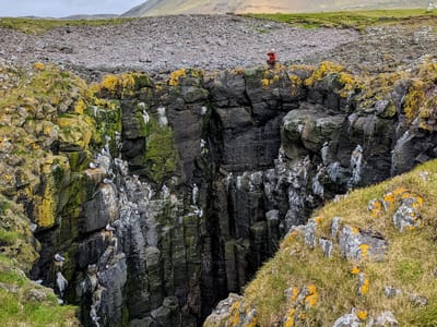 Snæfellsnes Peninsula - Arnastapi: Herb's vantage point from the other side of the grotto