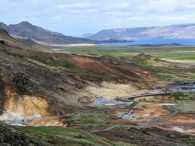 Seltún Geothermal Area: View from the hill above the Sulten Geothermal Area