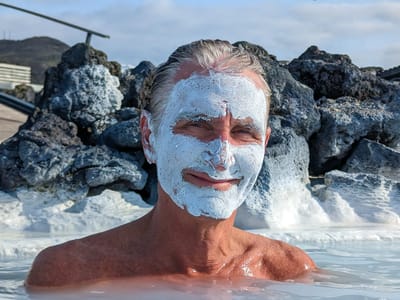 Blue Lagoon: Herb sporting his silica mask