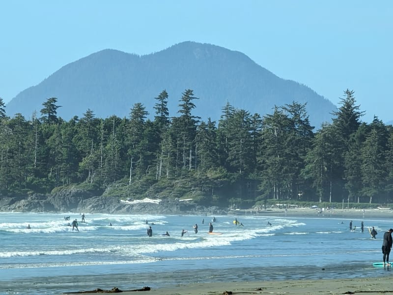 Surfers in Cox Bay