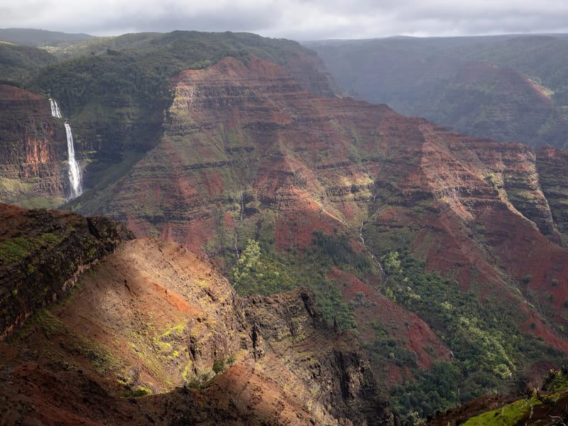 Light hits Waipo'o Falls