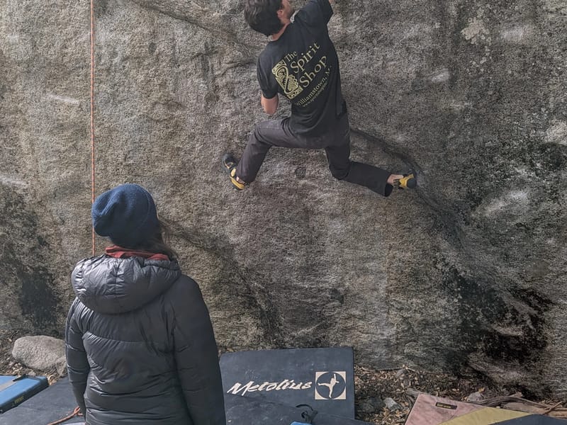 Tommy bouldering in Camp 4