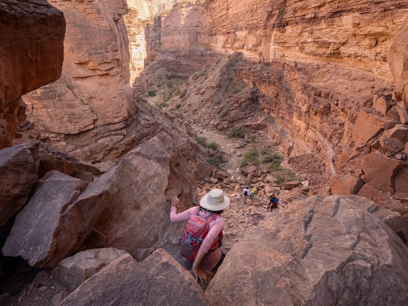 Rock scrambling in Carbon Canyon