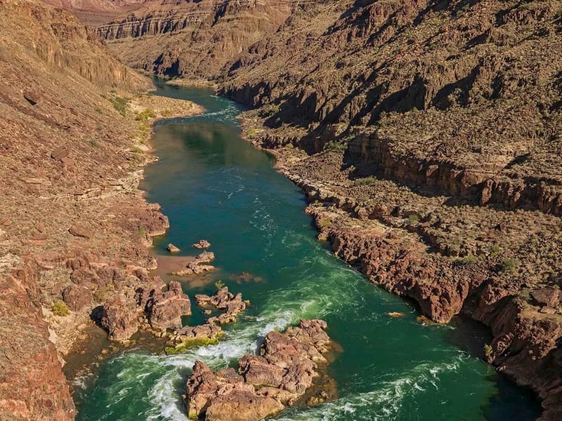 Aerial view of Bedrock Rapid