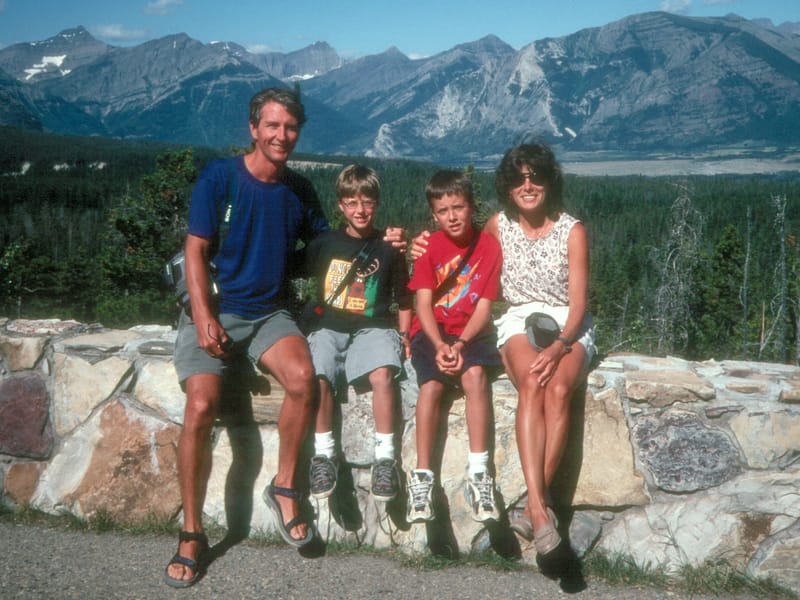 Family in front of Canadian Rockies