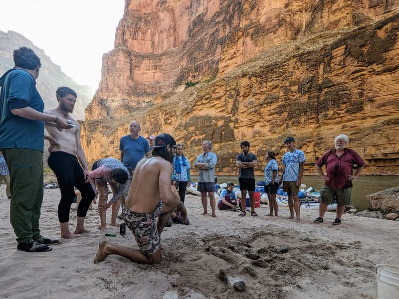 Wes drawing Lava Falls Rapid