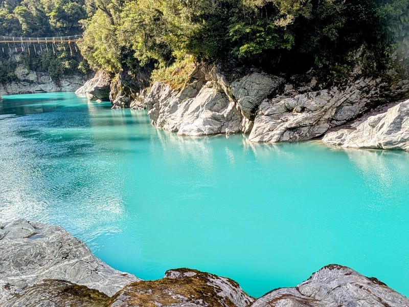 Turquoise blue waters of Hokitika Gorge