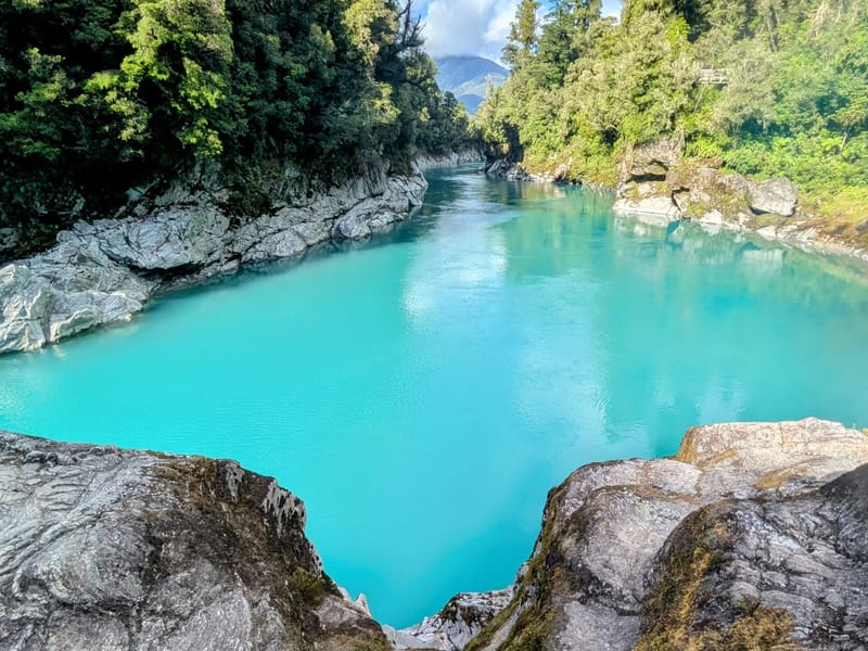 Turquoise blue waters of Hokitika Gorge
