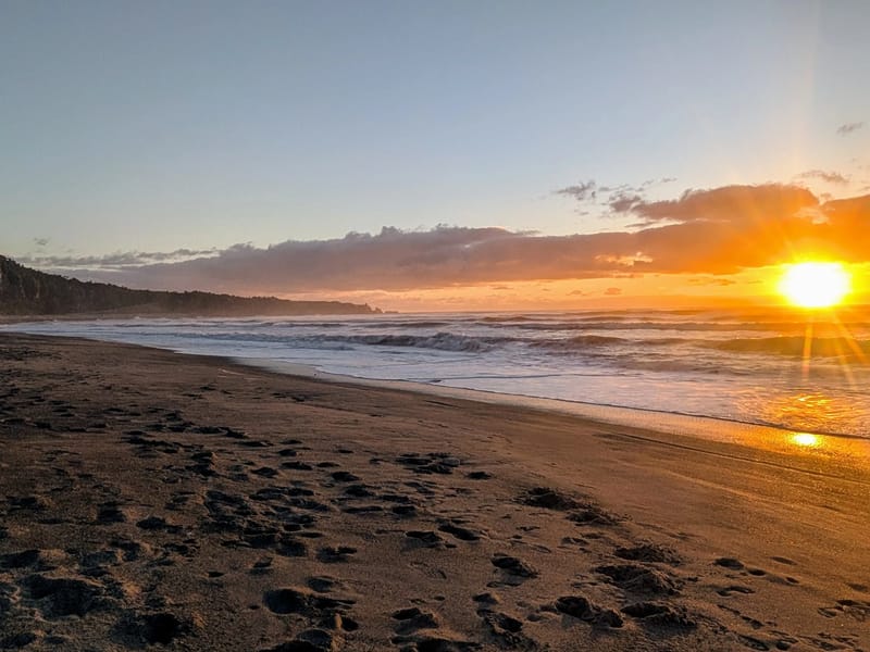 Sunset from Punakaiki Beach