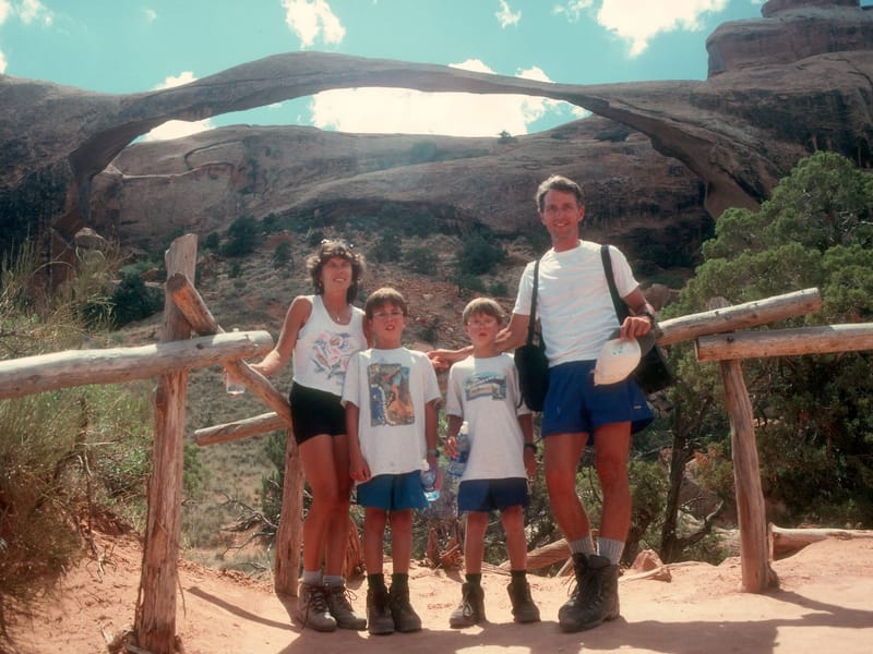 Family in front of Landscape Arch