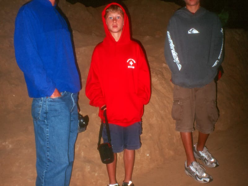 Dad and Young in Cave