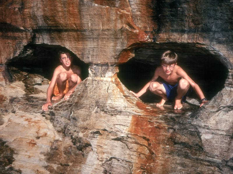 Boys in cliff dwelling