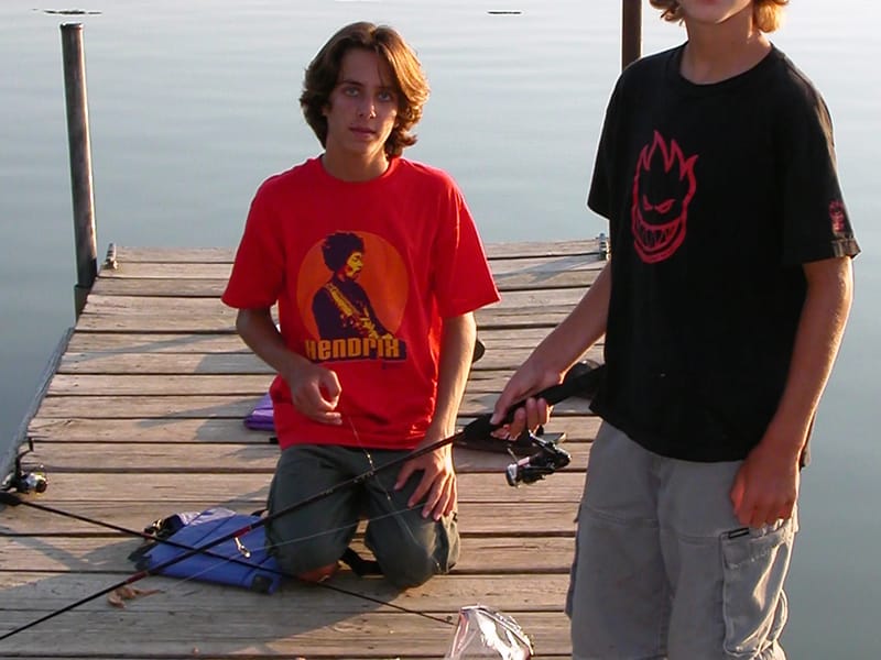 Andrew and Tommy fishing in Prairie Rose State Park