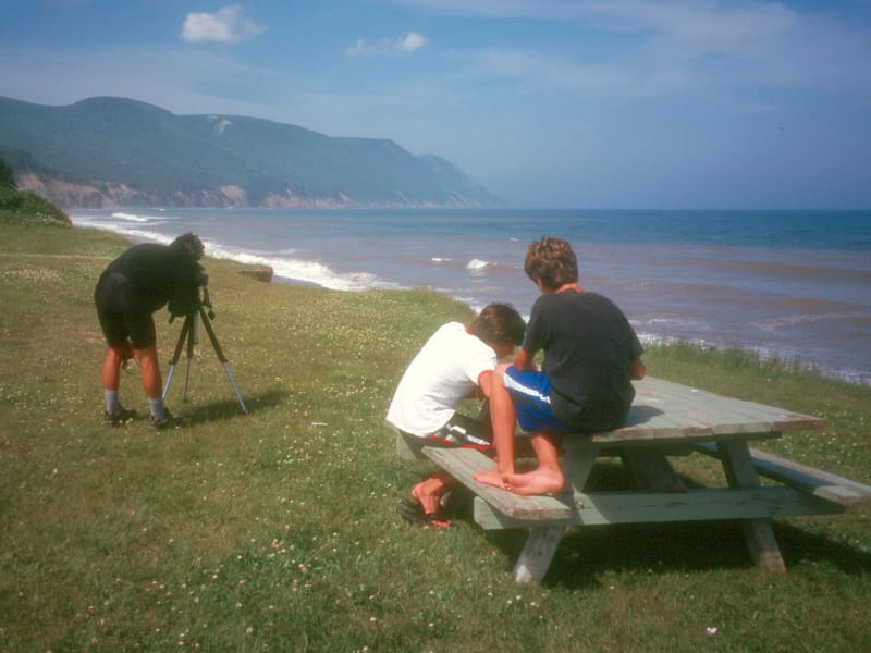 Lolo planning the bike ride down Vail Mountain