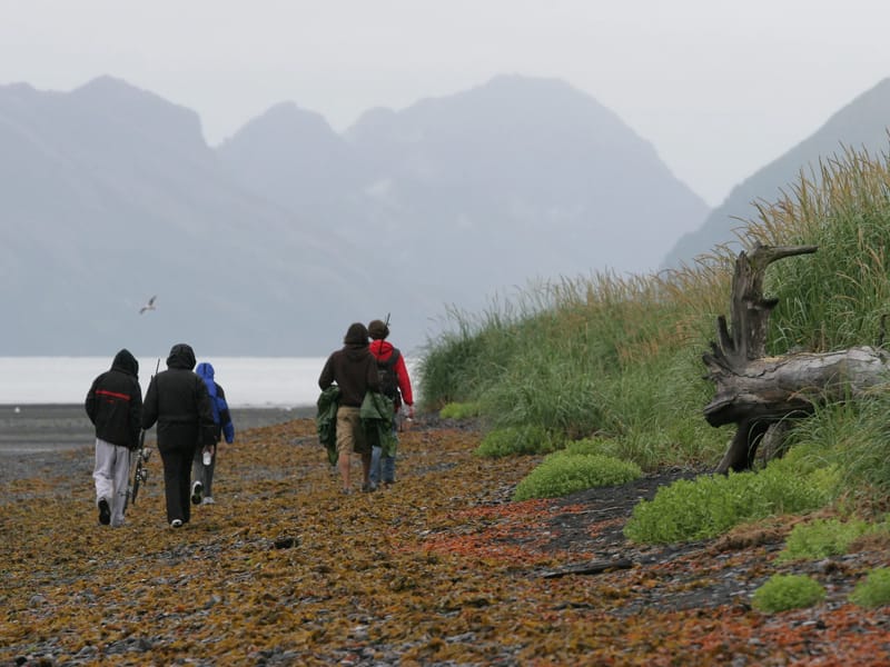 Gang hiking on Caine's Head Coastal Trail