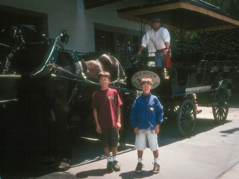 Boys with horse-drawn carriage