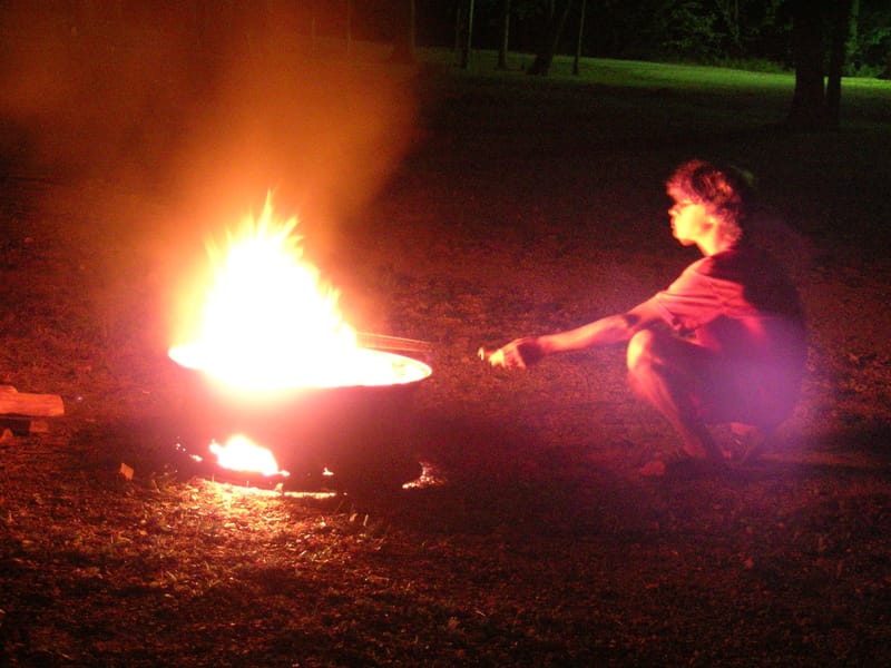 Herb and boys at warming hut on trail