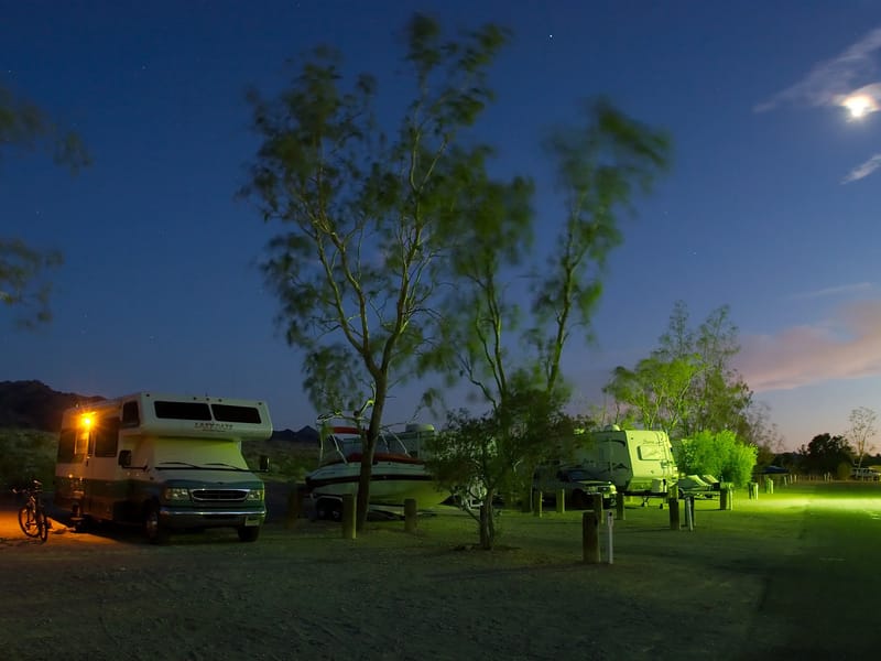Lazy Daze at Lake Mead Campground by moonlight