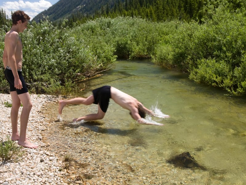 John Diving Into Glacial Runoff