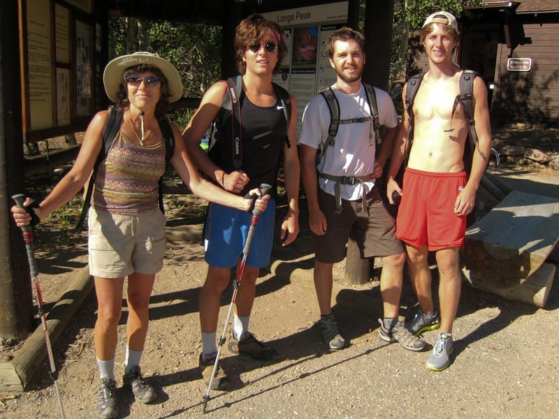 Gang at start of Longs Peak Chasm Lake hike