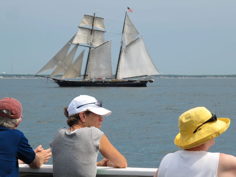 Schooner sailing from deck of MV Ferry
