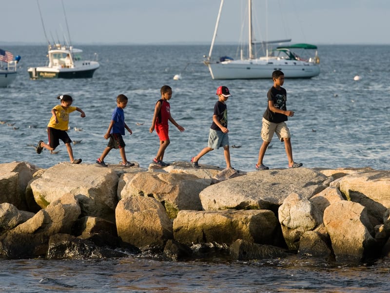 Kids Walking the Menemsha Jetty