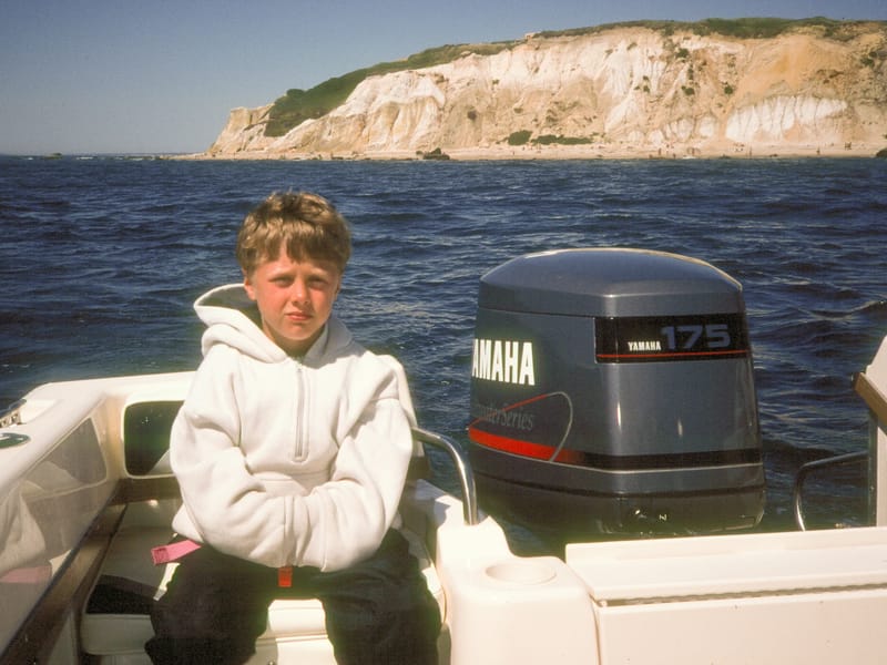 Tommy and Gay Head Cliffs during our Circumnavigation of the Vineyard