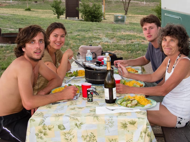Enjoying Andrew's Annie’s Mac, Cheese, and Tuna Dinner