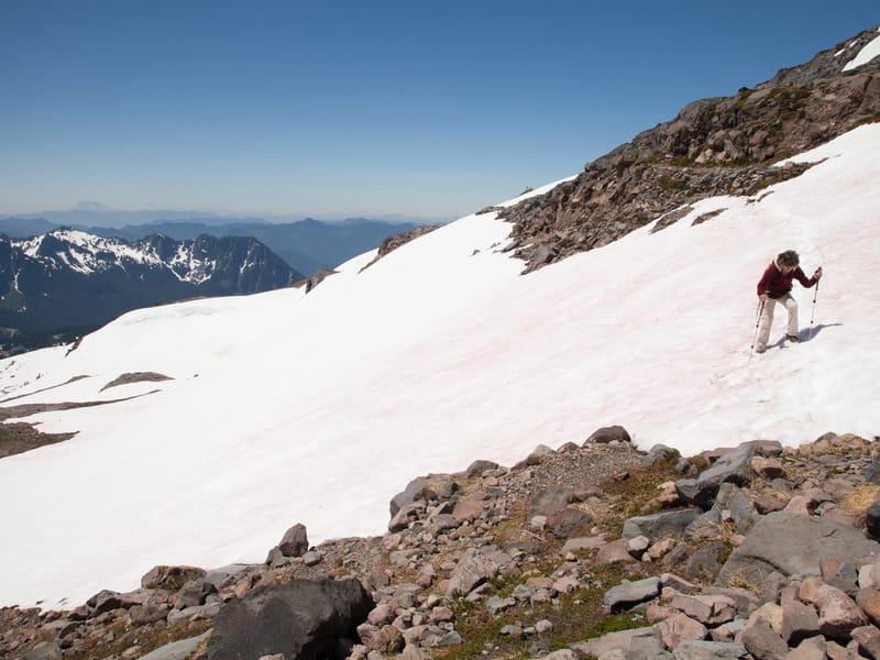 Lolo Conquering the Dreaded Snow Traverse