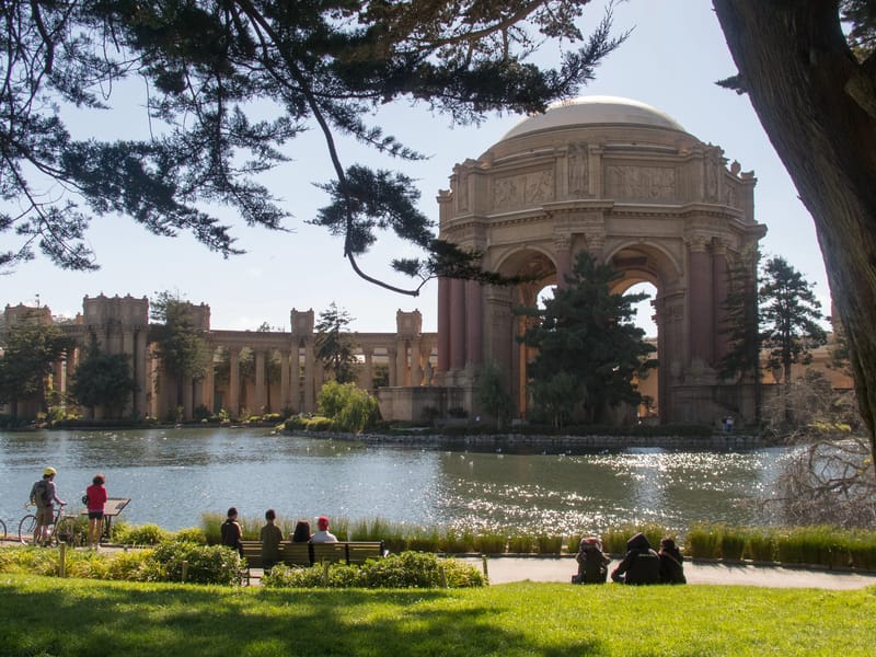 Biking to the Palace of Fine Arts