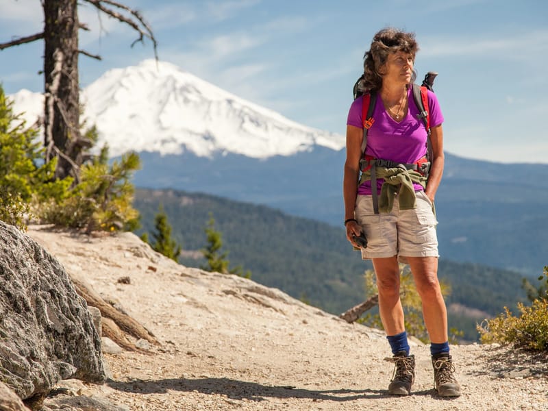 Lolo on Crags Trail and Mount Shasta