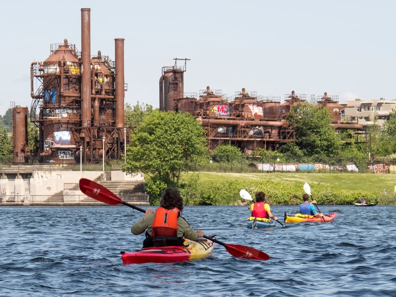 Approaching Gas Works Park via Kayak