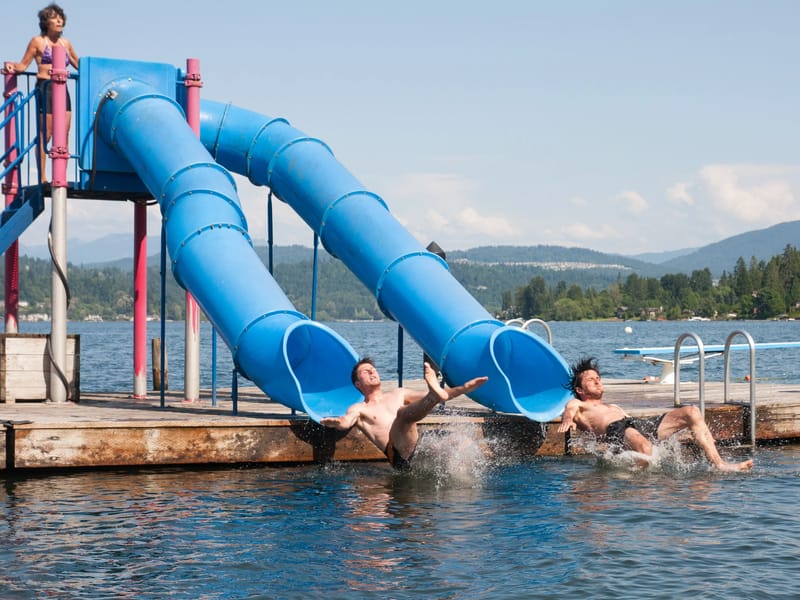 Andrew and Tommy in Synchronized Water Tube Slides