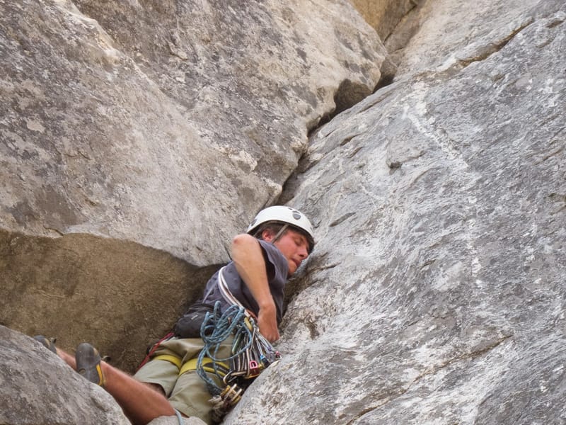 Tommy on Lead at the Manure Buttress