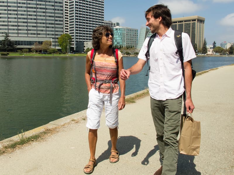 Lolo and Andrew on way to Oakland Picnic