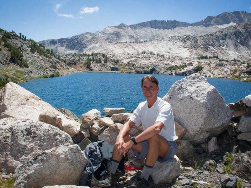 Herb resting on 20 Lakes Basin Trail
