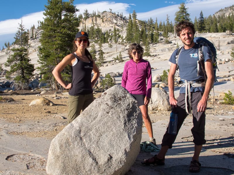 Celeste, Lolo, and Andrew on hike out of Murphy's Creek