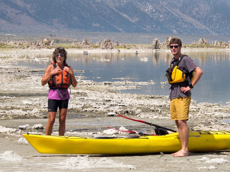 Lolo and Tom Kayaking Mono Lake