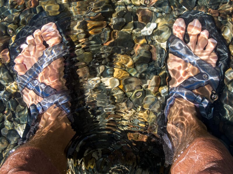 Sandals in Fallen Leaf Lake