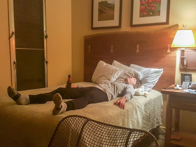 Lolo Passed Out (with Beer) After Epic Ski