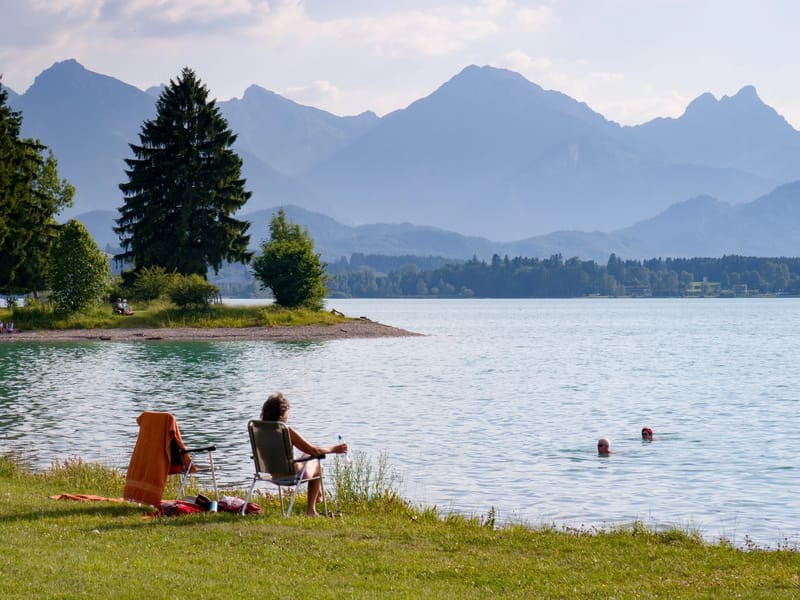 Our campground beach on the Forgensee