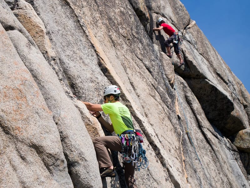 Andrew and Tommy climbing at Murphy's Creek