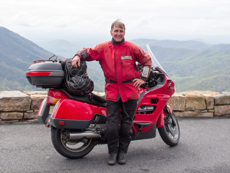 Herb with Honda ST1100 at Bacon Hollow Overlook