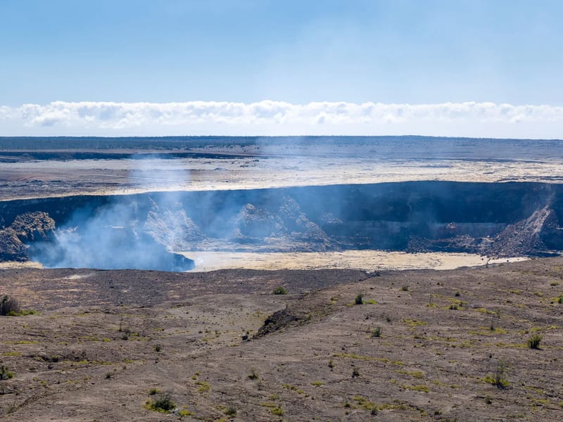 Steam rising from Halema’uma’u Crater