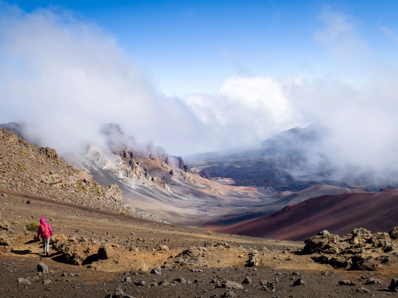 Lolo descending into Haleakala Crater