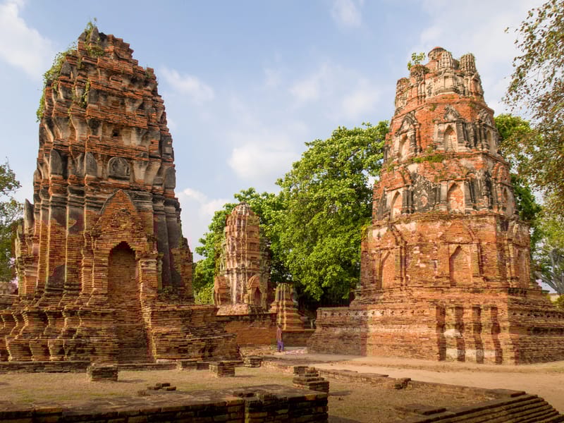 Khmer-style prangs in Ayutthaya