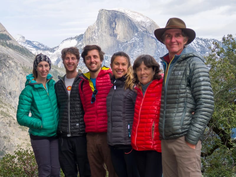 Happy family on the hike to the top of Yosemite Falls