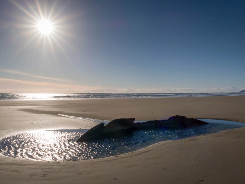 Old shipwreck along the San Quintin beach