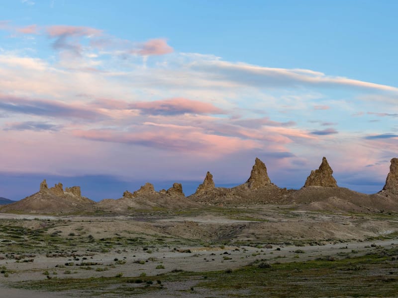 Golden hour at Trona Pinnacles